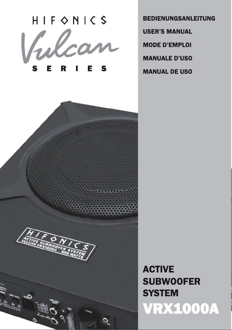 Page 1 de la notice Manuel utilisateur Hifonics Vulcan VRX1000A