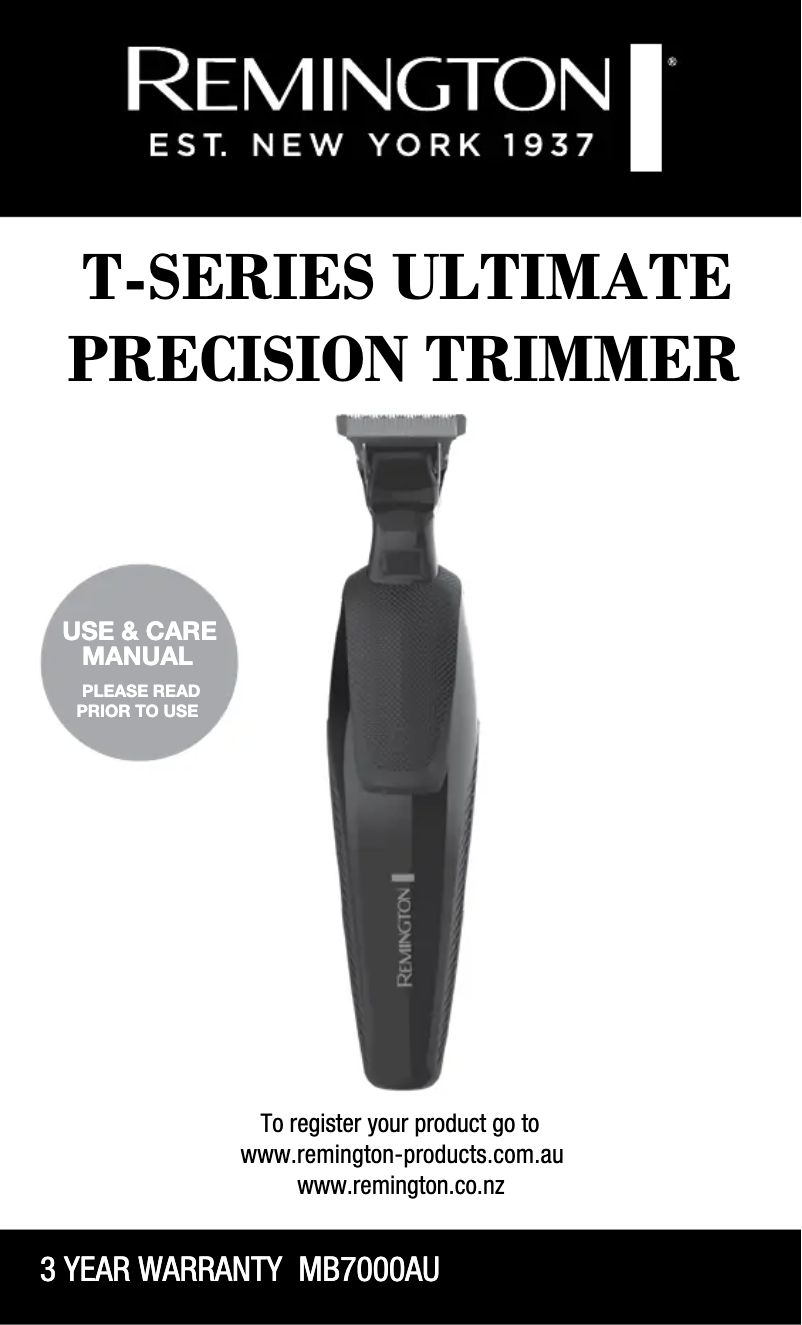 Page n°1 - Manuel utilisateur Remington T-Series MB7000AU