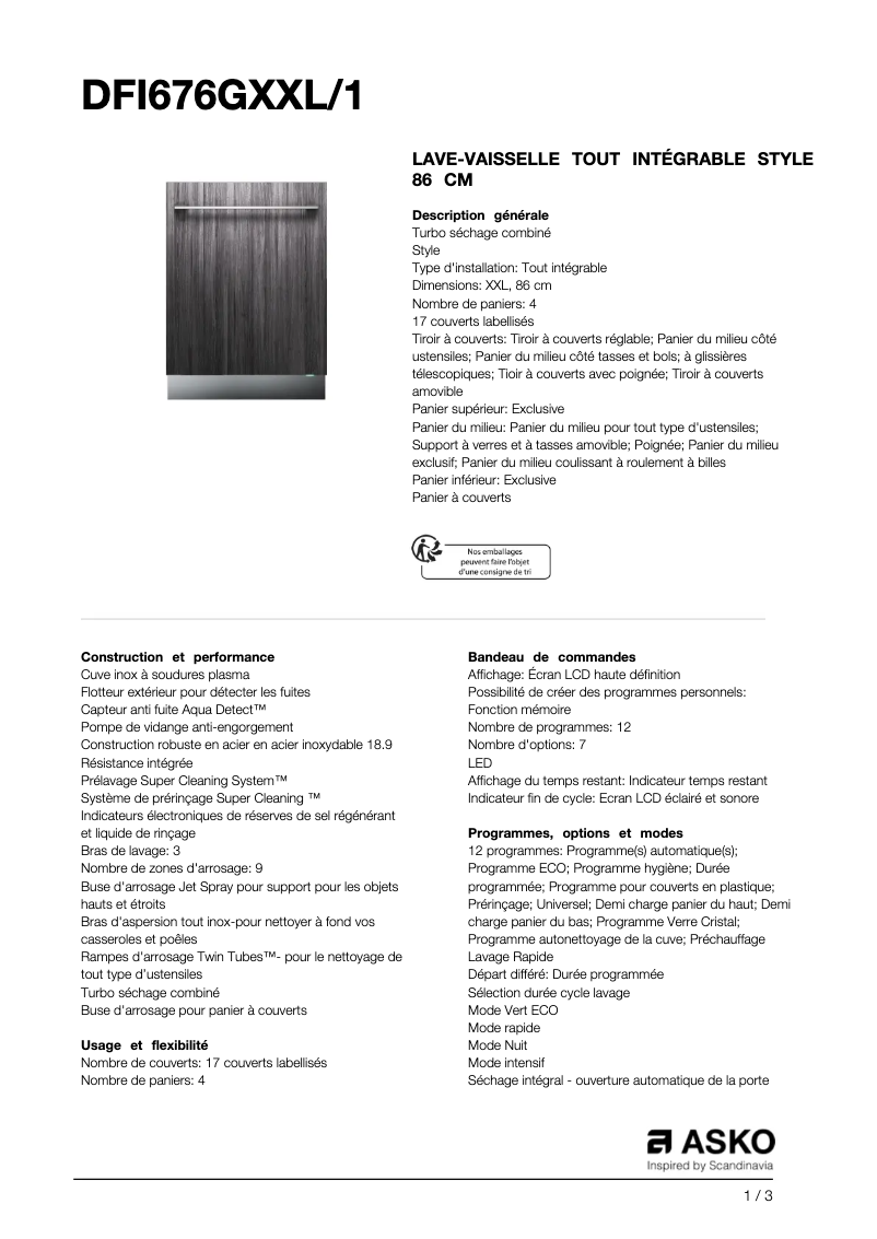 Image de la première page du manuel de l'appareil DFI677GXXL1