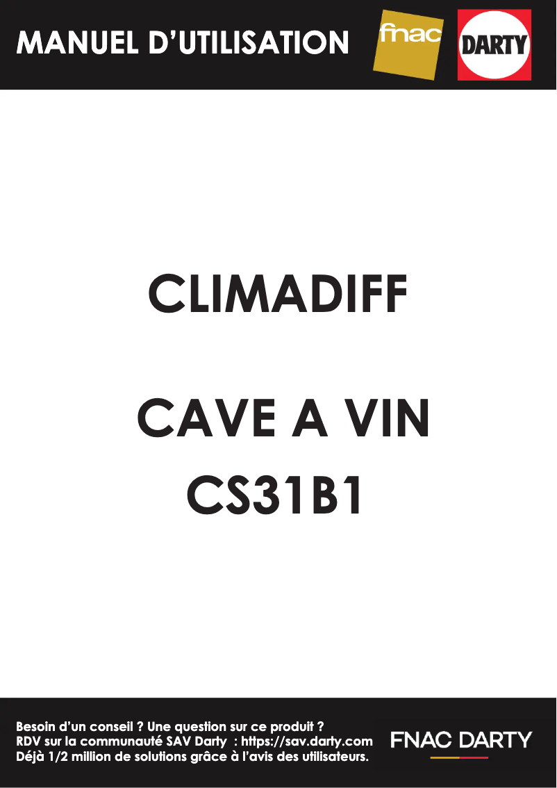 Page 1 de la notice Manuel utilisateur Climadiff CS31B1
