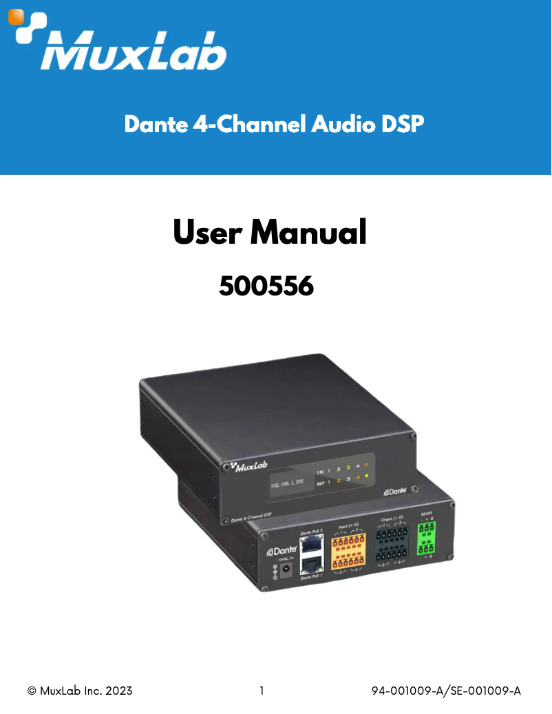 Page n°1 - Manuel utilisateur MuxLab 500556