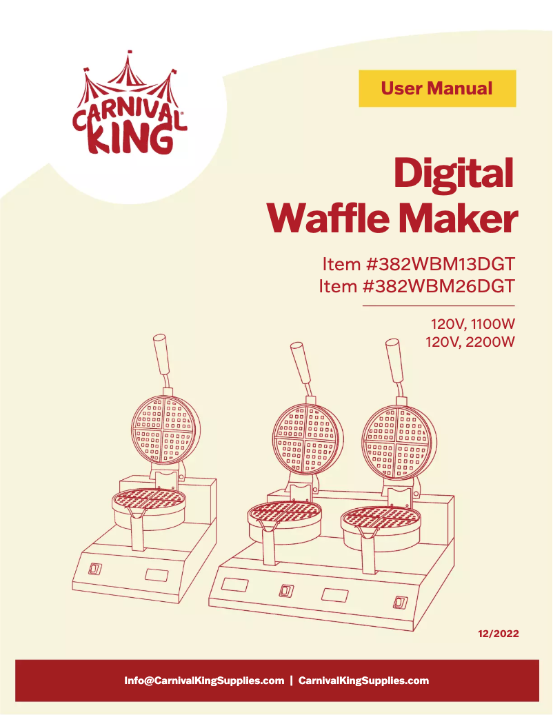 Page 1 de la notice Manuel utilisateur Carnival King WBM26DGT