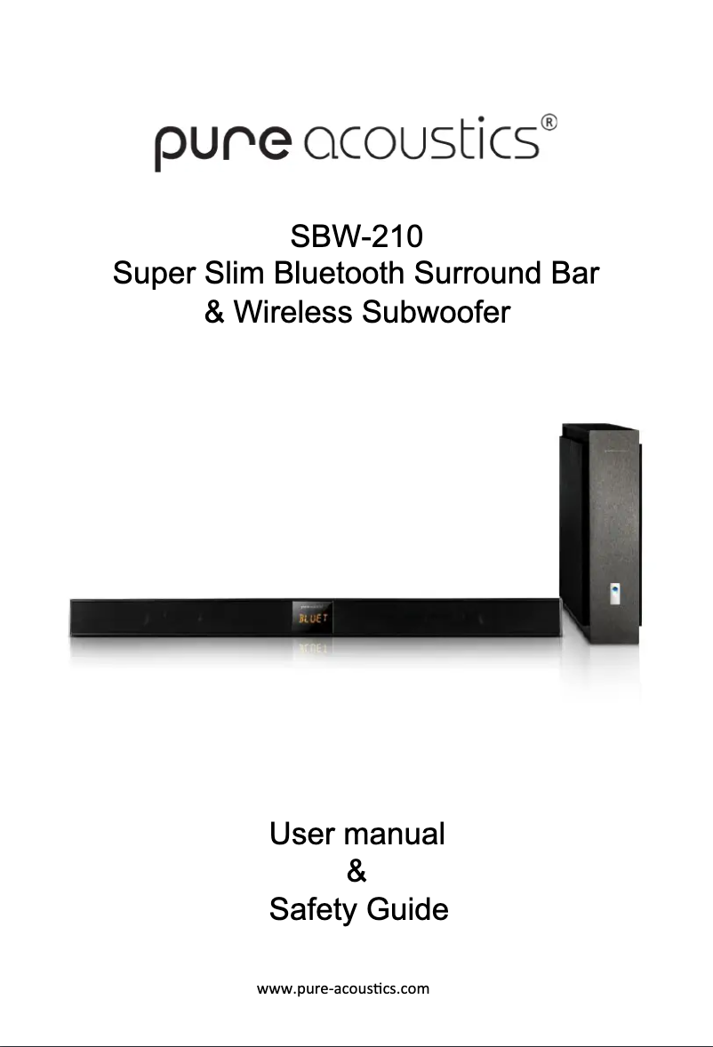 Page n°1 - Manuel utilisateur Pure Acoustics SBW-210