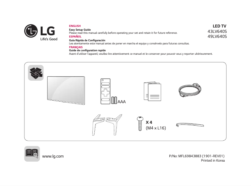 Page 1 of the manual User Manual LG 43LV640S