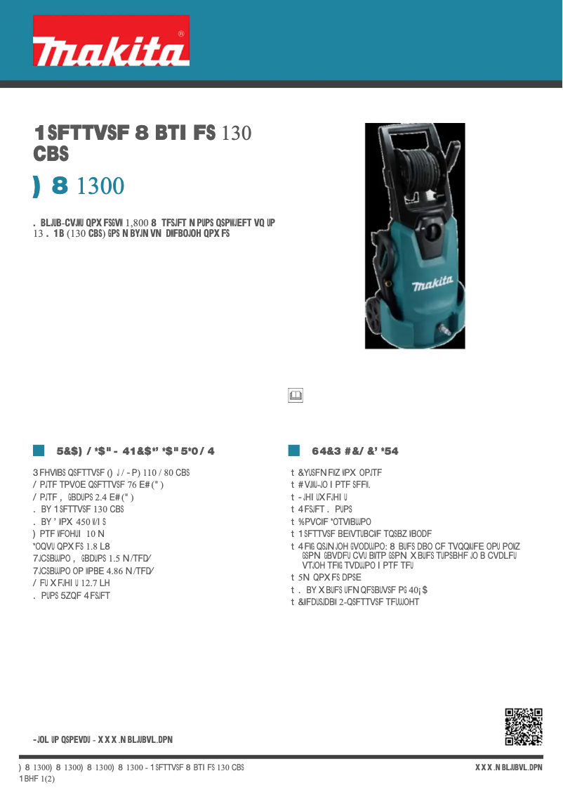 Page n°1 - Fiche technique Makita HW1300