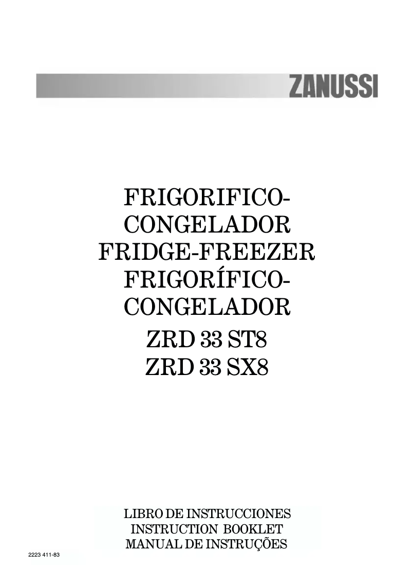 Page 1 de la notice Manuel utilisateur Zanussi ZRD33ST8