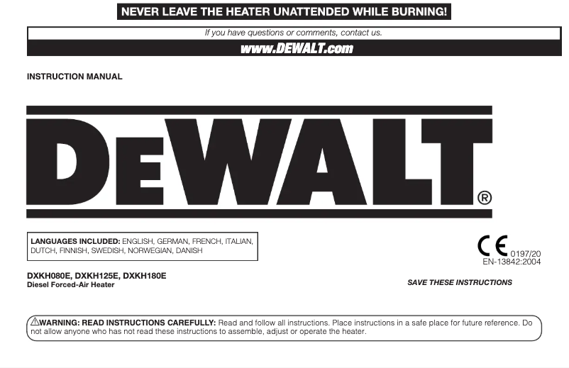 Page 1 de la notice Manuel utilisateur DeWalt DXKH125E