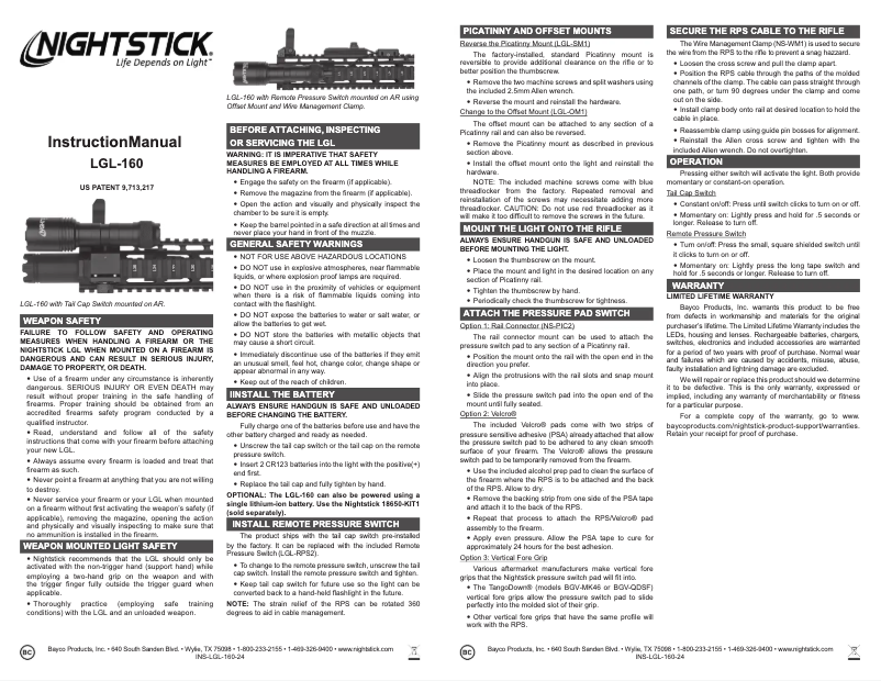 Página 1 del manual Manual de usuario NightStick LGL-160