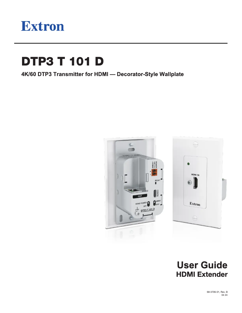 Page n°1 - Manuel utilisateur Extron DTP3 T 101 D