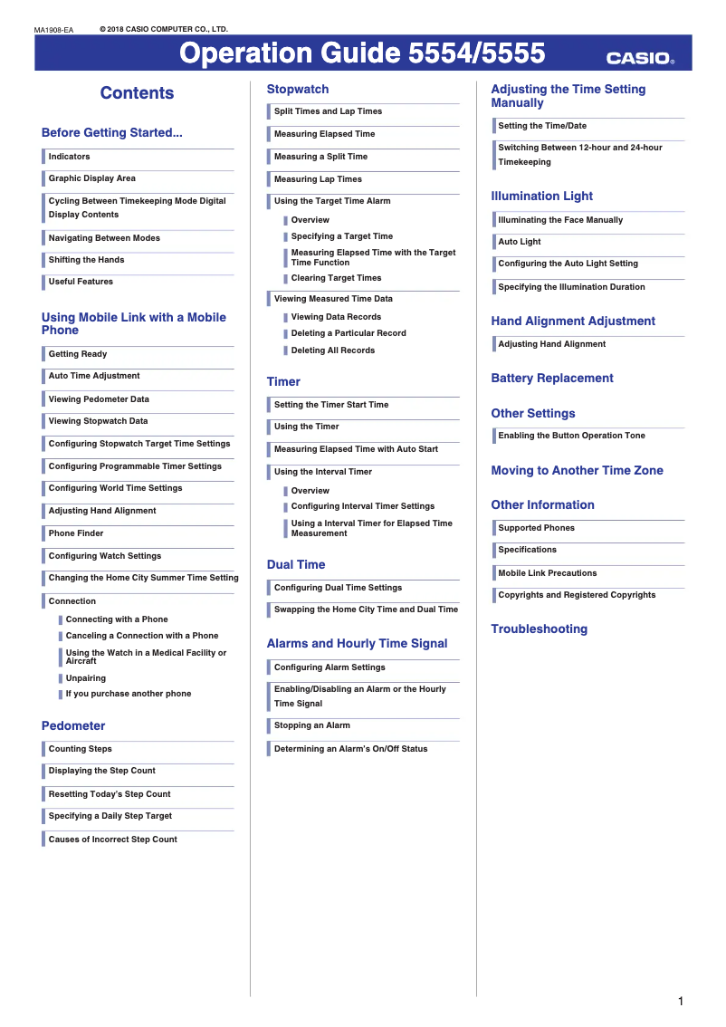 Page 1 de la notice Manuel utilisateur Casio G-Shock GMA-B800-1AER