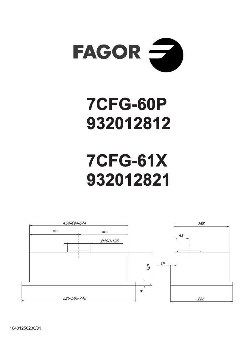Page 1 de la notice Manuel utilisateur Fagor 7CFG-61X