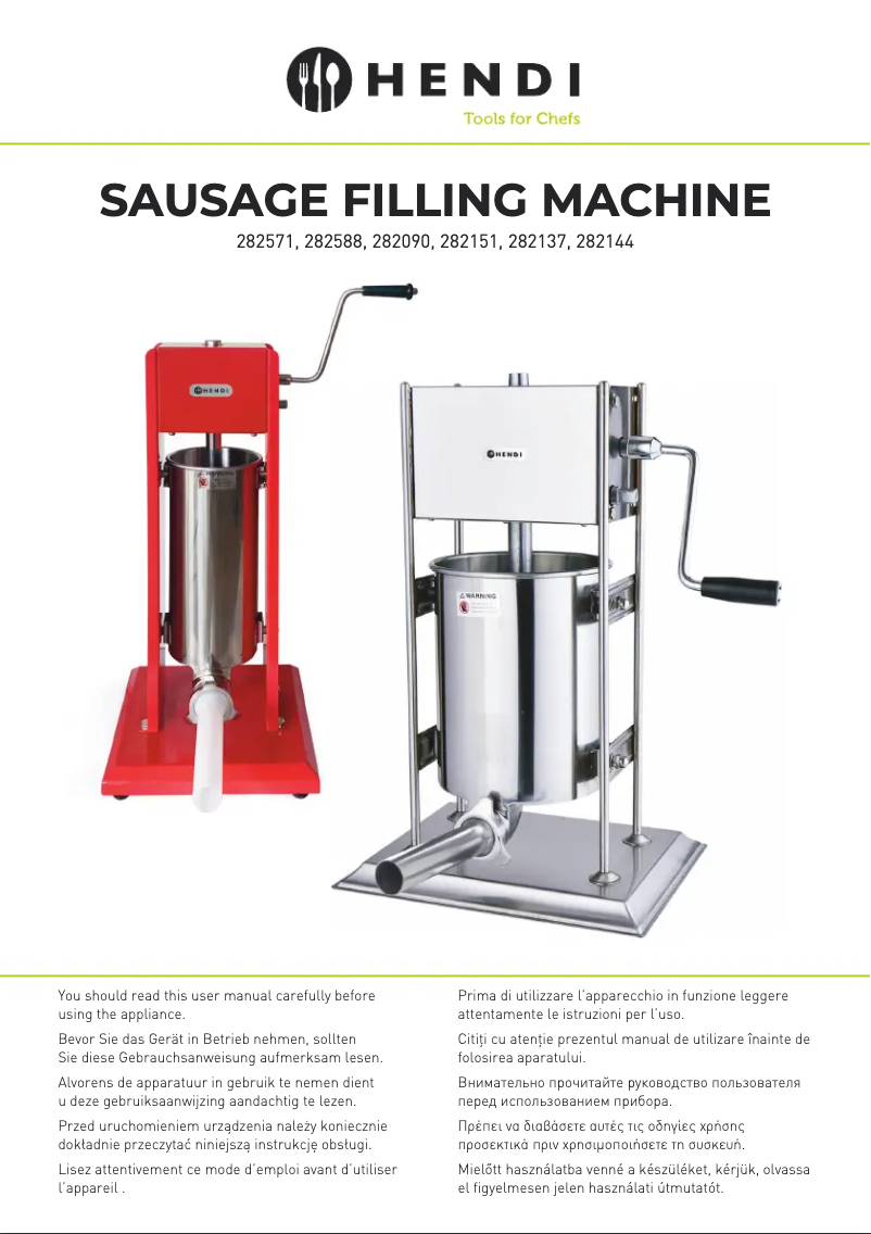 Page 1 de la notice Manuel utilisateur Hendi 282588