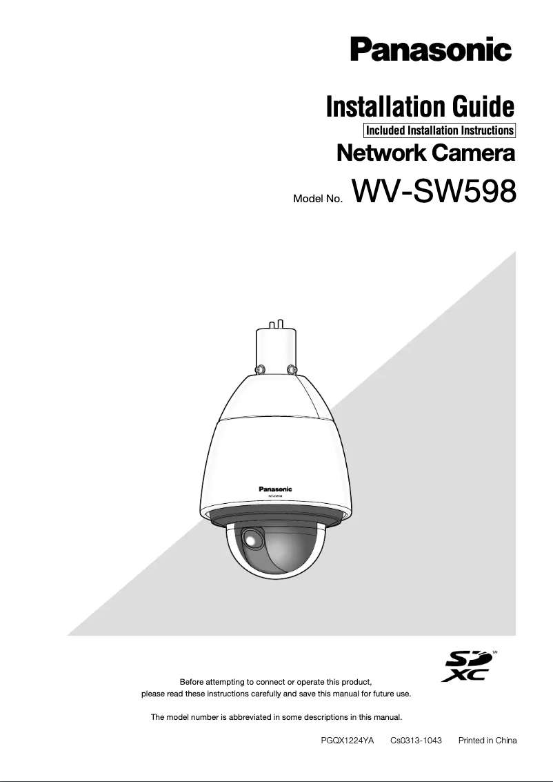 Page 1 de la notice Manuel utilisateur Panasonic WV-SW598