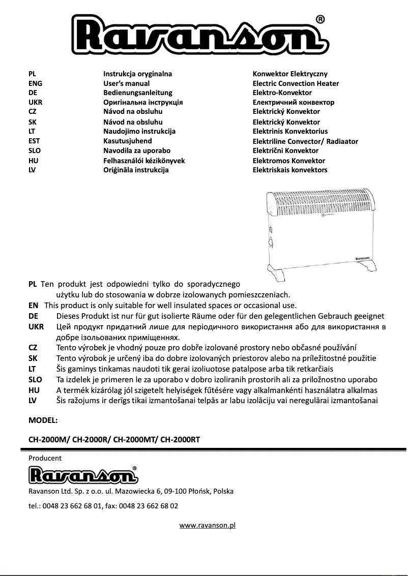 Page 1 de la notice Manuel utilisateur Ravanson CH-2000RT
