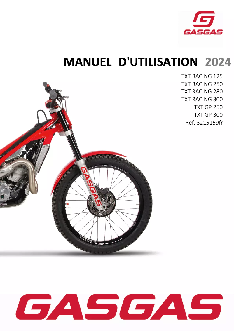 Image de la première page du manuel de l'appareil TXT Racing 280 (2024)