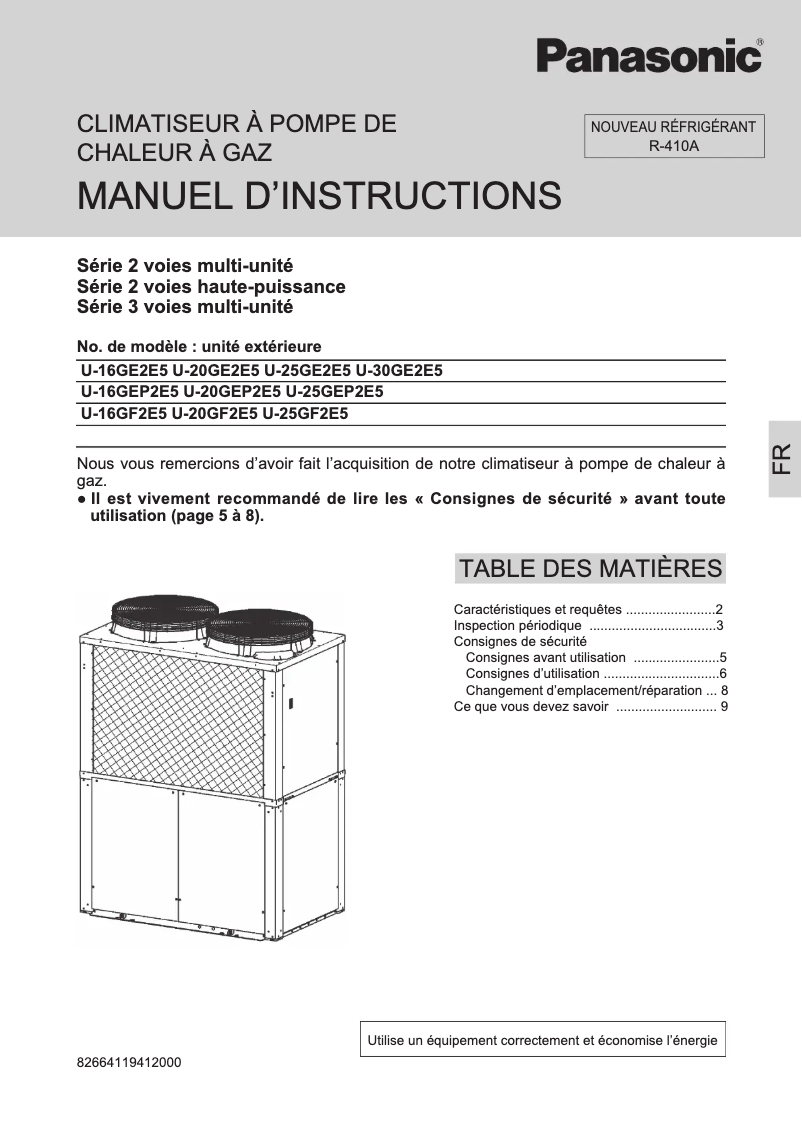 Page 1 de la notice Manuel utilisateur Panasonic U-25GEP2E5