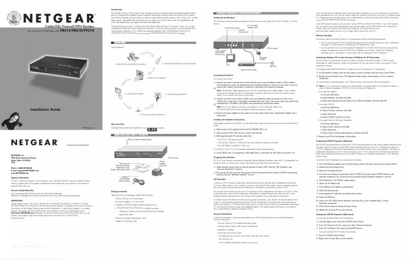 Page n°1 - Guide d'installation Netgear FR318
