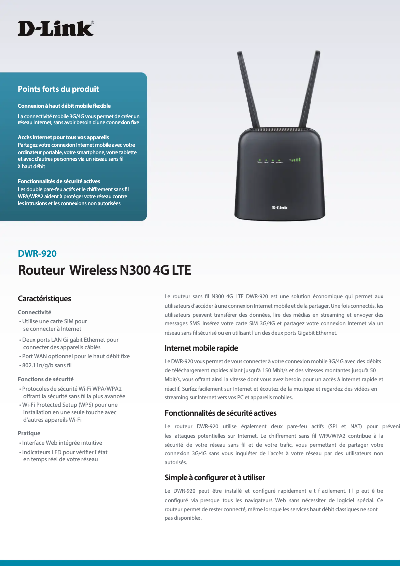 Image de la première page du manuel de l'appareil DWR-920