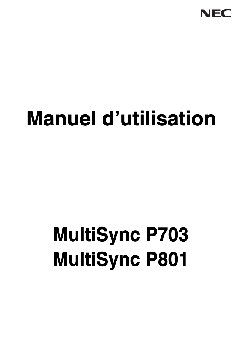 Imagen de la primera página del manual del dispositivo MultiSync P801