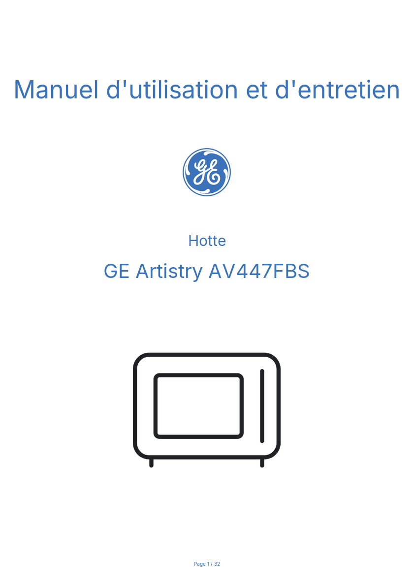 Image de la première page du manuel de l'appareil Artistry AV447FBS