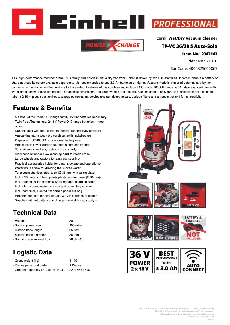 Imagen de la primera página del manual del dispositivo TP-VC 36/30 S Auto