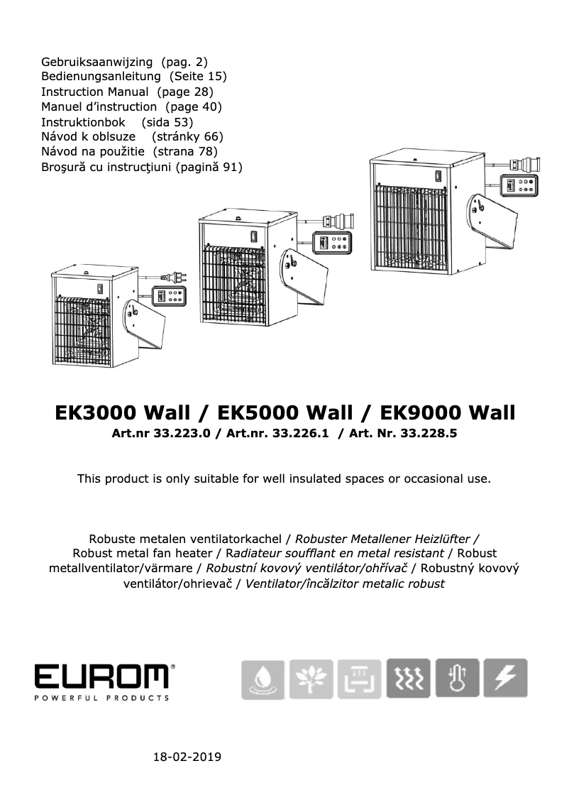 Página 1 del manual Manual de usuario Eurom EK9000 Wall