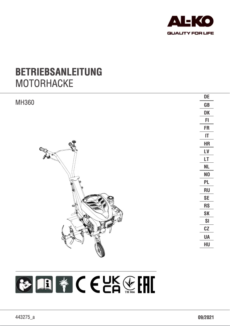 Page 1 de la notice Manuel utilisateur AL-KO MH 360