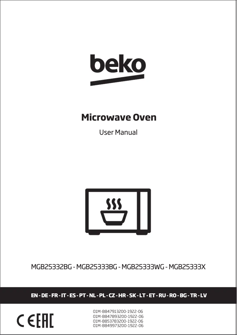 Page 1 de la notice Manuel utilisateur Beko MGB 25333 BG