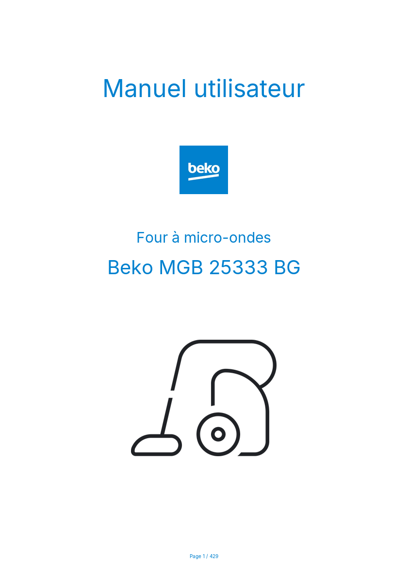 Page n°1 - Manuel utilisateur Beko MGB 25333 BG