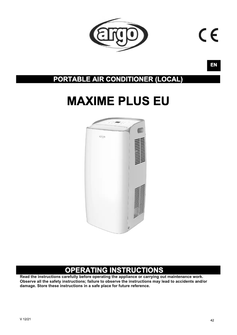 Image de la première page du manuel de l'appareil Maxime Plus EU