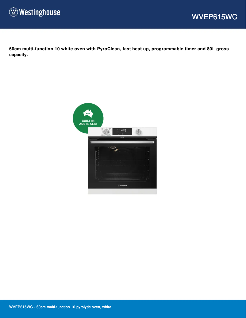 Image de la première page du manuel de l'appareil WVEP615WC