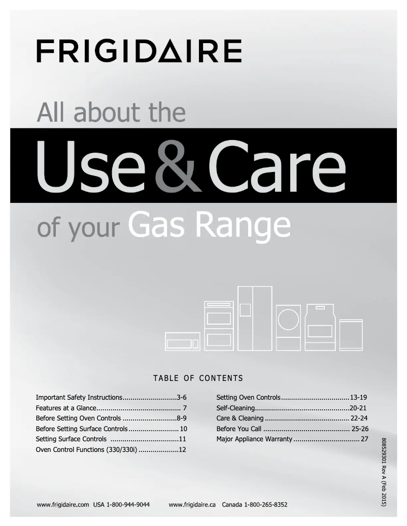 Page n°1 - Manuel utilisateur Frigidaire FGGF3035RW