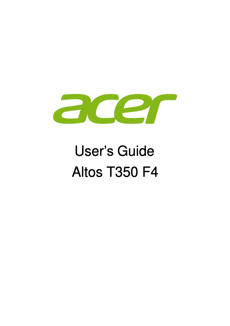 Image de la première page du manuel de l'appareil Altos T350 F4