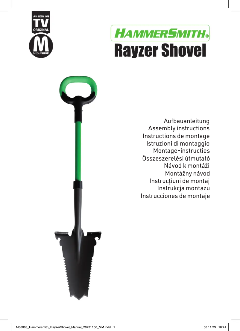 Image de la première page du manuel de l'appareil Rayzer Shovel