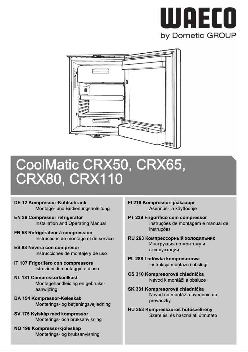 Page 1 de la notice Manuel utilisateur Waeco CoolMatic CRX 80