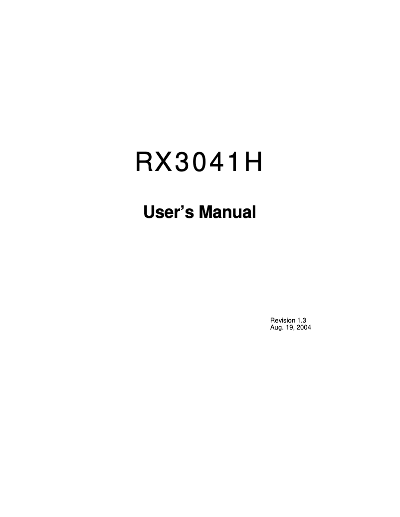Image de la première page du manuel de l'appareil RX3041H