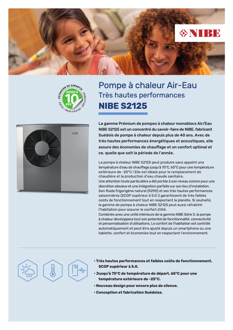 Page 1 de la notice Brochure Nibe S2125