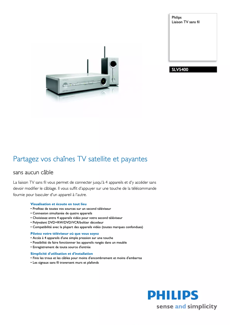 Page 1 de la notice Fiche technique Philips SLV5400