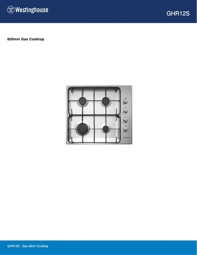 Page n°1 - Fiche technique Westinghouse GHR12S