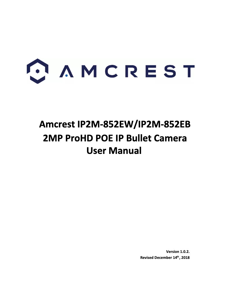 Page n°1 - Manuel utilisateur Amcrest IP2M-852EB