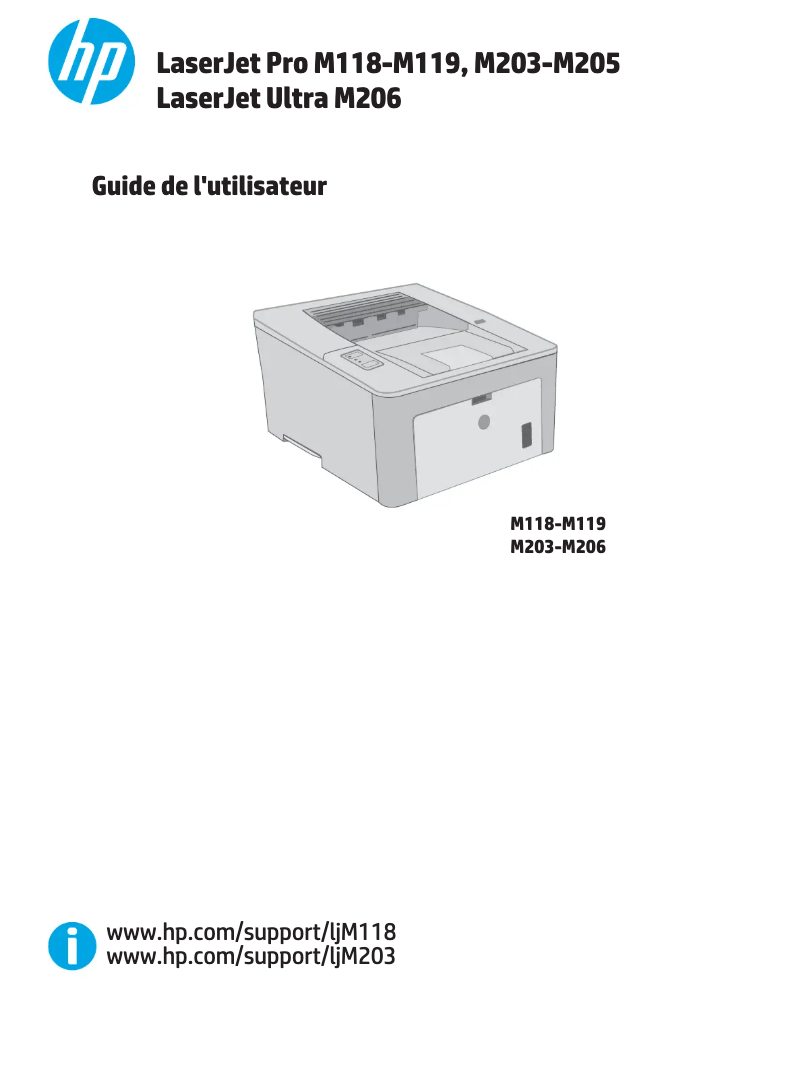 Image de la première page du manuel de l'appareil LaserJet Pro M203