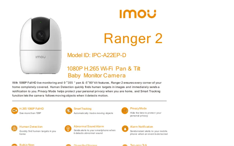 Page 1 de la notice Manuel utilisateur Imou IPC-A22EP-D
