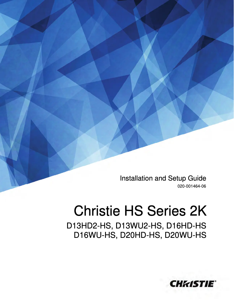 Page n°1 - Guide d'installation Christie D16WU-HS
