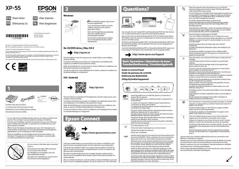 Page 1 de la notice Guide d'installation Epson Expression Photo XP-55