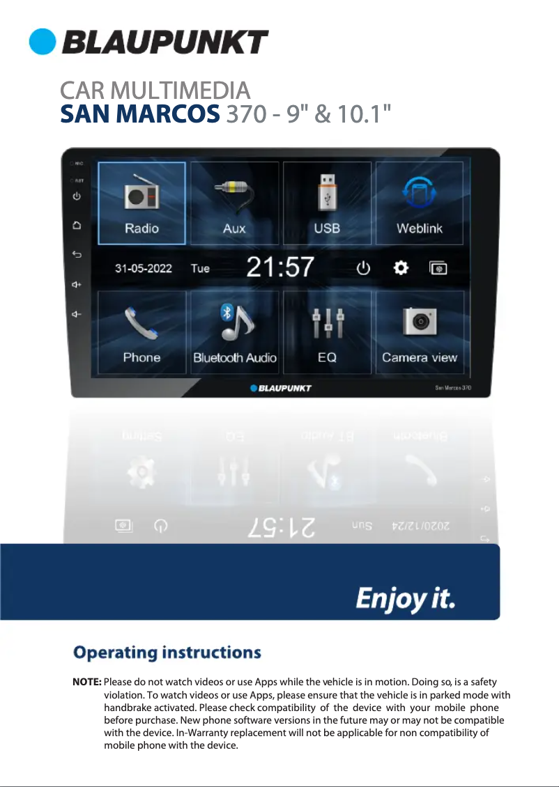Page 1 de la notice Manuel utilisateur Blaupunkt San Marcos 370