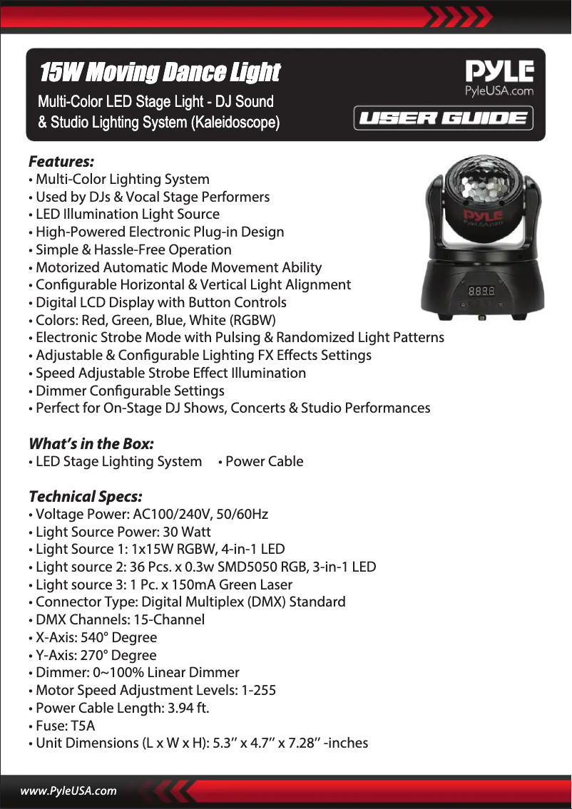 Page 1 de la notice Manuel utilisateur Pyle PDJLT88.5