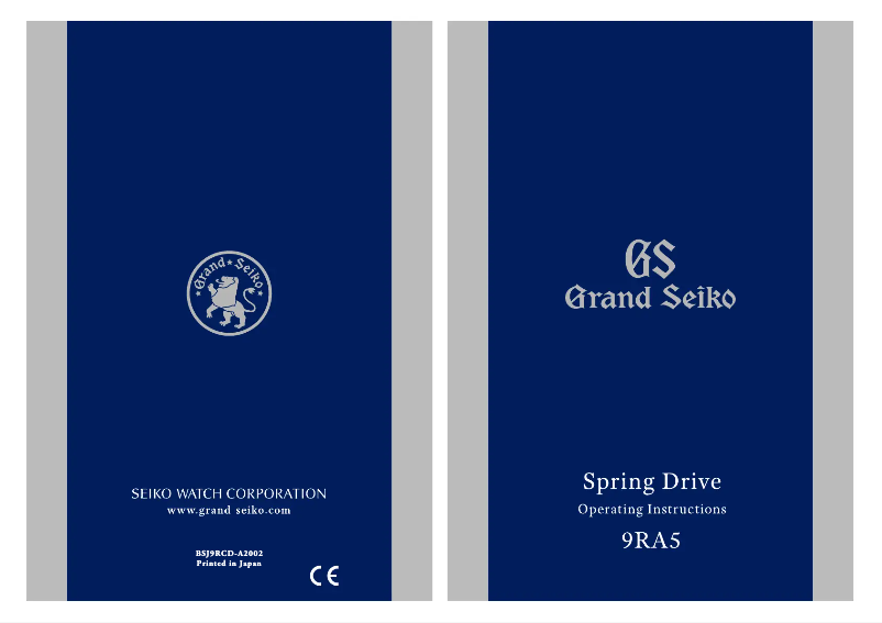 Page 1 de la notice Manuel utilisateur Seiko 9RA5