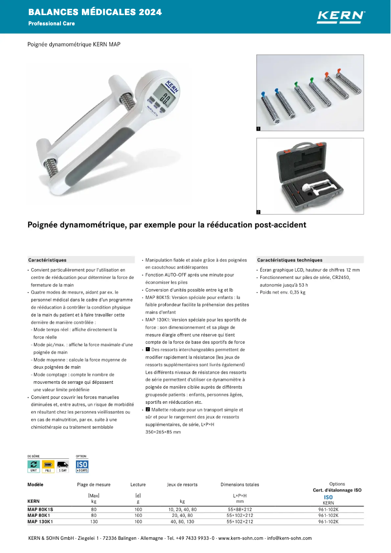 Page 1 de la notice Brochure Kern MAP 80K1S