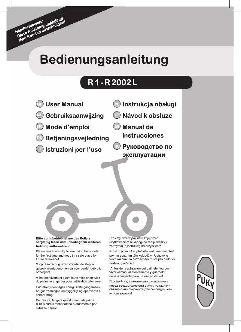Página 1 del manual Manual de usuario Puky R1-R2002L