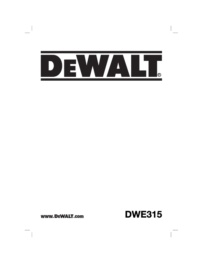 Page n°1 - Manuel utilisateur DeWalt DWE315